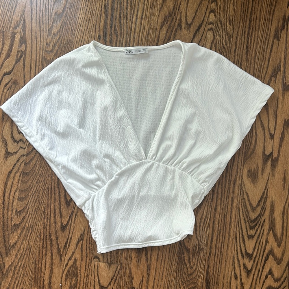 Zara white flowy crop top